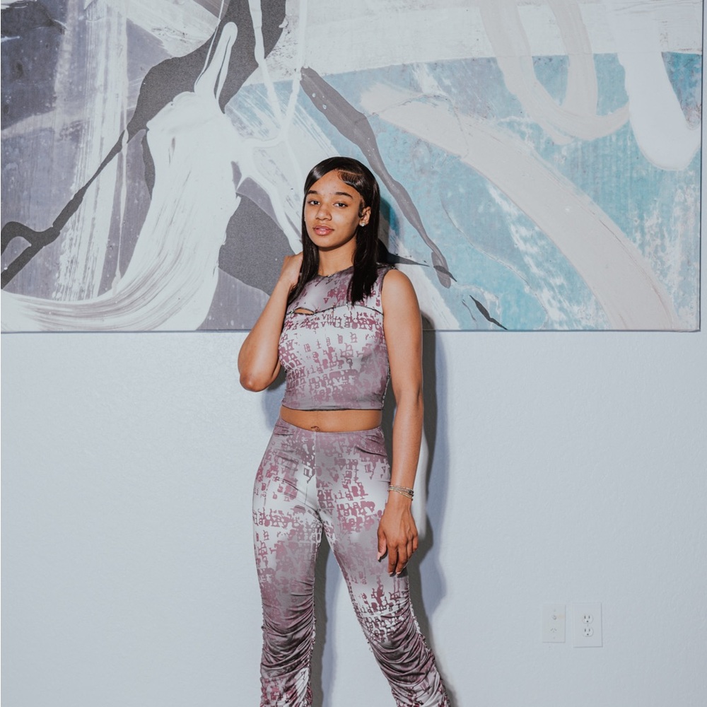 Stylish Purple and White Two-Piece Set